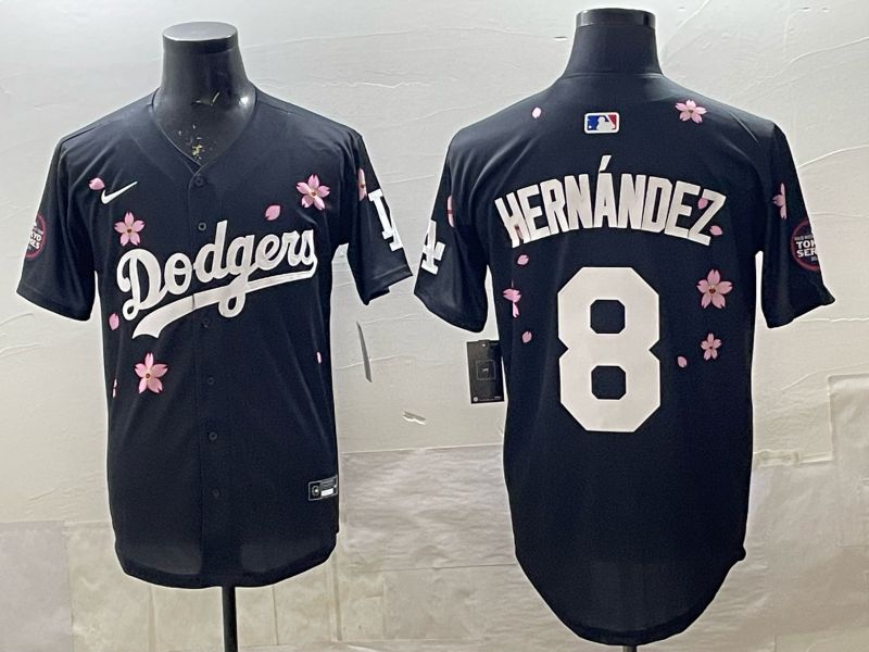 Men 2025 Nike Los Angeles Dodgers #8 Hernandez Black Game MLB Jersey 09->los angeles dodgers->MLB Jersey